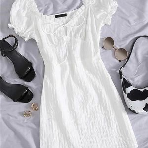 SOLD ❤️Frill Trim Tie Front Crinkle Dress from SHEIN In XS color White